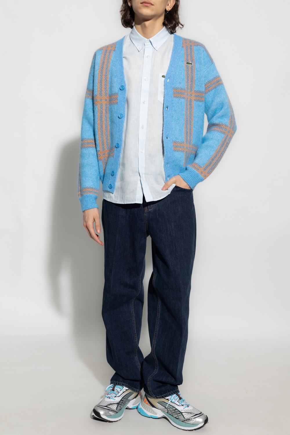 洋書 LACOSTE Lacoste Unisex Taffeta Full Zip Hoodied Jacket, Ora/White